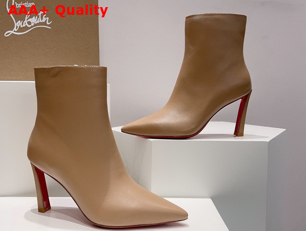 Christian Louboutin Condora Booty in Beige Calf Leather 85mm Heel Replica