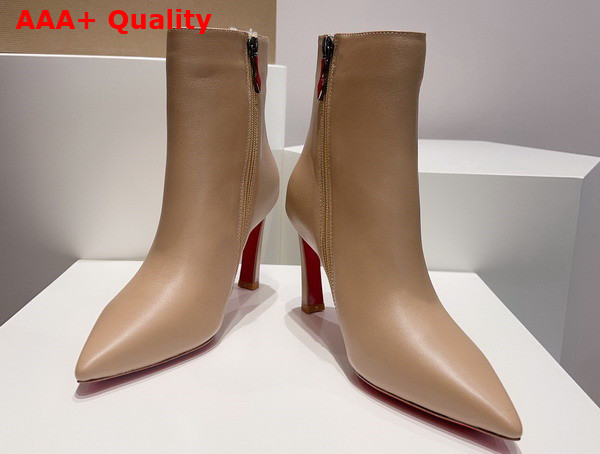 Christian Louboutin Condora Booty in Beige Calf Leather 85mm Heel Replica