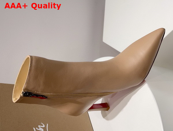 Christian Louboutin Condora Booty in Beige Calf Leather 85mm Heel Replica