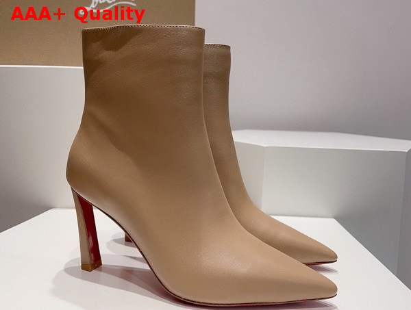 Christian Louboutin Condora Booty in Beige Calf Leather 85mm Heel Replica