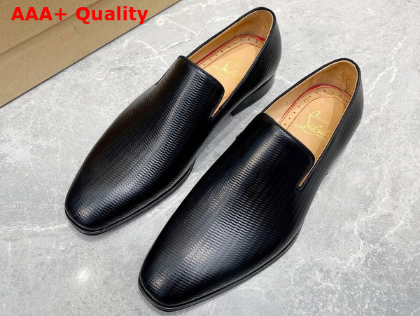 Christian Louboutin Dandelion Loafer in Black Grained Calf Leather Replica