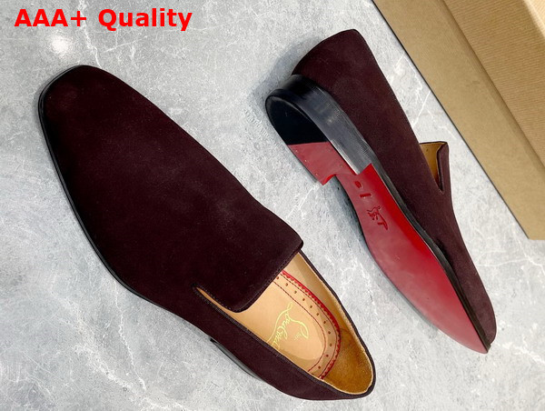 Christian Louboutin Dandelion Loafer in Dark Brown Suede Leather Replica