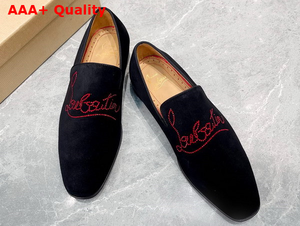 Christian Louboutin Dandelion Strass Loafer in Black Suede Replica