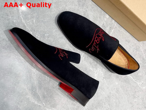 Christian Louboutin Dandelion Strass Loafer in Black Suede Replica