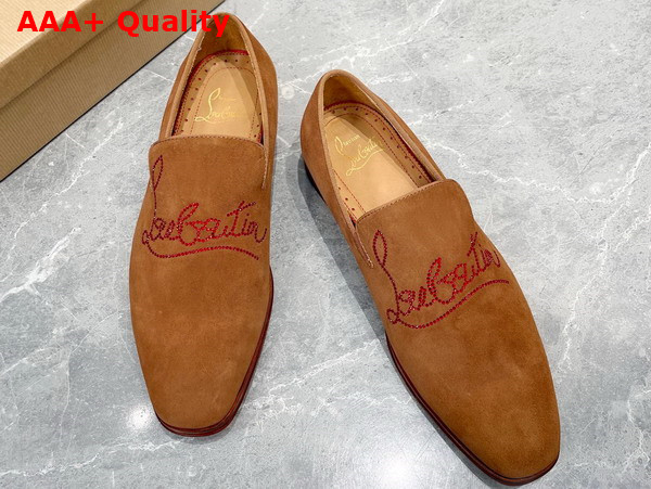 Christian Louboutin Dandelion Strass Loafer in Brown Suede Replica