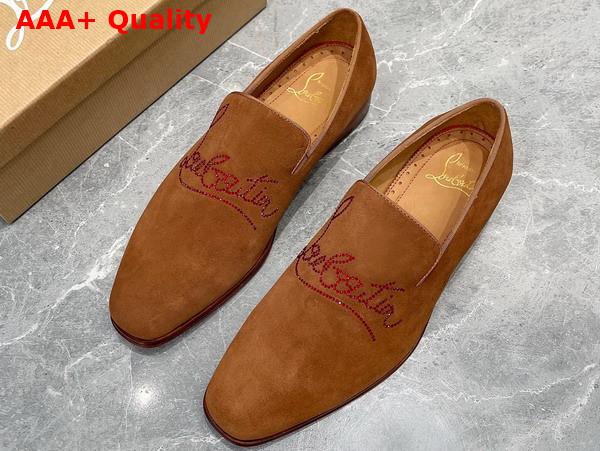 Christian Louboutin Dandelion Strass Loafer in Brown Suede Replica