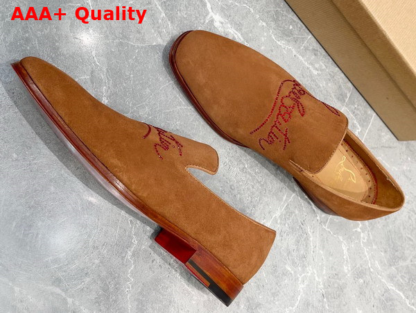 Christian Louboutin Dandelion Strass Loafer in Brown Suede Replica