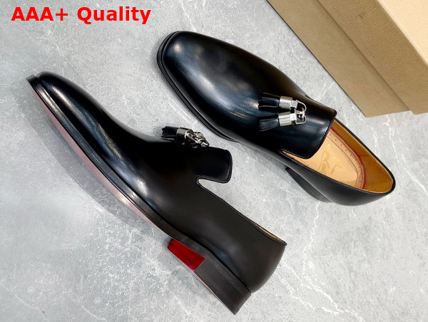 Christian Louboutin Dandelion Tassel Loafer in Black Calf Leather Replica
