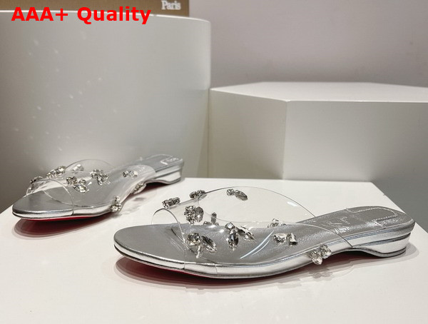 Christian Louboutin Degraqueenie Mules PVC and Iridescent Nappa Leather Silver Replica