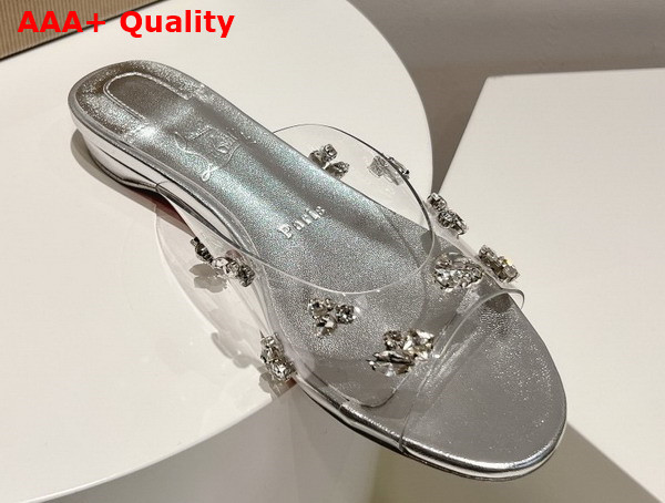 Christian Louboutin Degraqueenie Mules PVC and Iridescent Nappa Leather Silver Replica