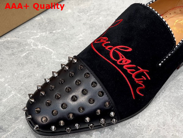 Christian Louboutin Embroudered Dandelion Spikes Loafer in Black Suede Replica