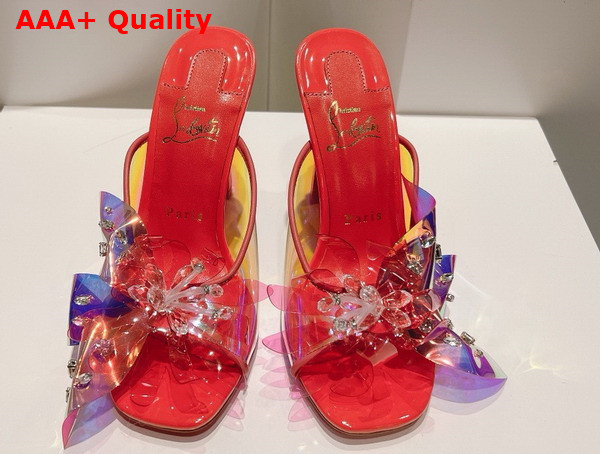 Christian Louboutin Flora Mules in Red Iridescent PVC Replica