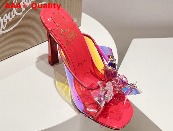 Christian Louboutin Flora Mules in Red Iridescent PVC Replica