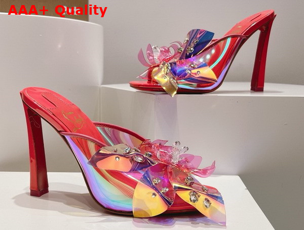 Christian Louboutin Flora Mules in Red Iridescent PVC Replica