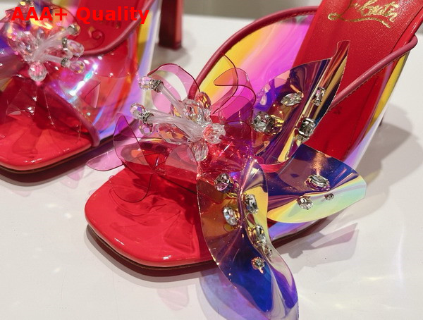 Christian Louboutin Flora Mules in Red Iridescent PVC Replica