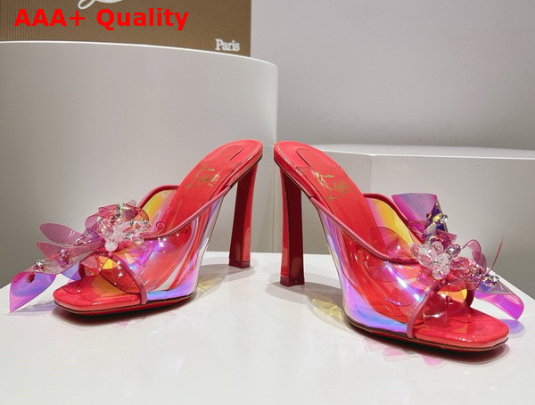 Christian Louboutin Flora Mules in Red Iridescent PVC Replica