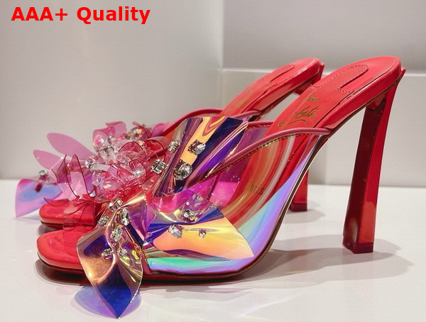 Christian Louboutin Flora Mules in Red Iridescent PVC Replica