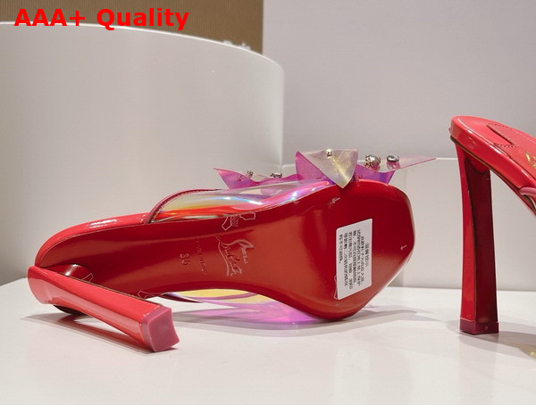 Christian Louboutin Flora Mules in Red Iridescent PVC Replica