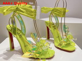 Christian Louboutin Flora Sandal in Iridescent PVC and Satin Lemon Replica