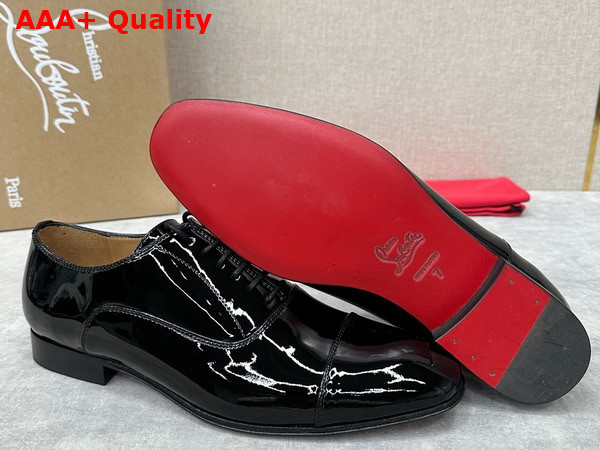 Christian Louboutin Greggo Lace Up Shoes in Black Patent Calf Leather Replica