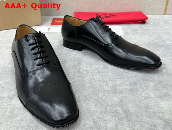 Christian Louboutin Greggo Lace Up Shoes in Black Patinated Calf Leather Replica