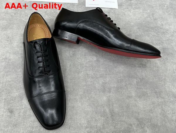 Christian Louboutin Greggo Lace Up Shoes in Black Patinated Calf Leather Replica