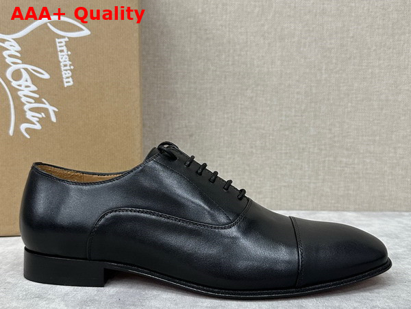 Christian Louboutin Greggo Lace Up Shoes in Black Patinated Calf Leather Replica