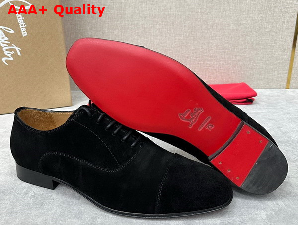Christian Louboutin Greggo Lace Up Shoes in Black Suede Replica