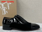 Christian Louboutin Greggo Lace Up Shoes in Black Suede and Patent Calf Leather Replica