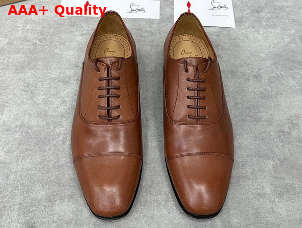 Christian Louboutin Greggo Lace Up Shoes in Havane Patinated Calf Leather Replica