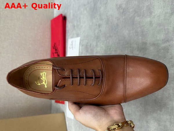 Christian Louboutin Greggo Lace Up Shoes in Havane Patinated Calf Leather Replica