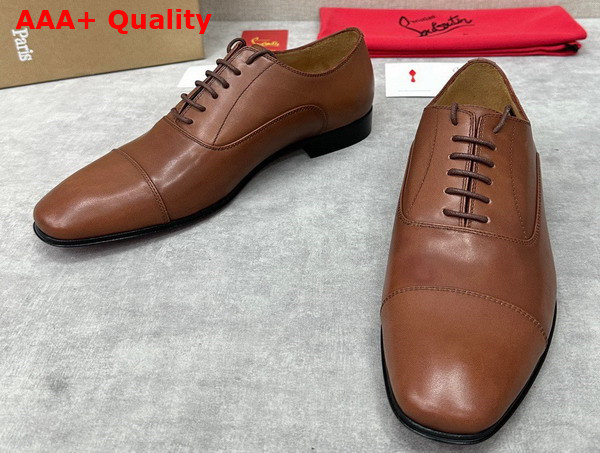 Christian Louboutin Greggo Lace Up Shoes in Havane Patinated Calf Leather Replica