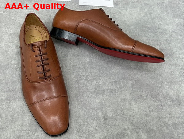 Christian Louboutin Greggo Lace Up Shoes in Havane Patinated Calf Leather Replica