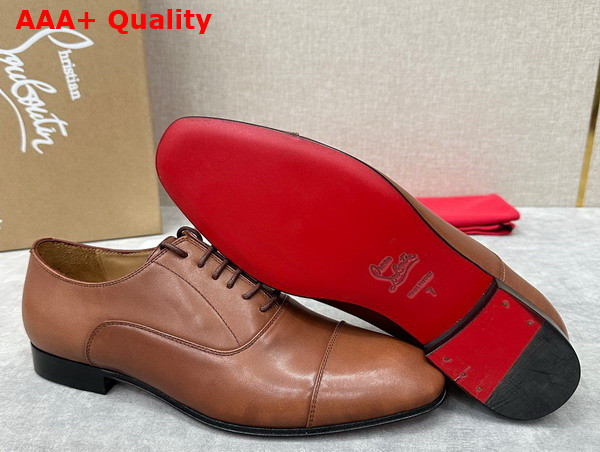 Christian Louboutin Greggo Lace Up Shoes in Havane Patinated Calf Leather Replica