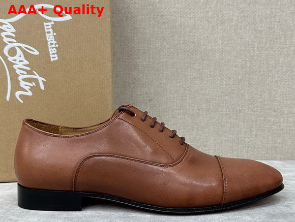 Christian Louboutin Greggo Lace Up Shoes in Havane Patinated Calf Leather Replica