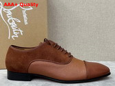 Christian Louboutin Greggo Lace Up Shoes in Havane Suede and Calf Leather Replica