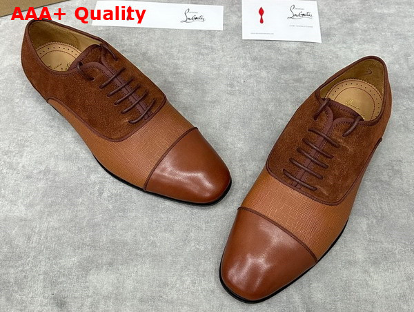 Christian Louboutin Greggo Lace Up Shoes in Havane Suede and Calf Leather Replica