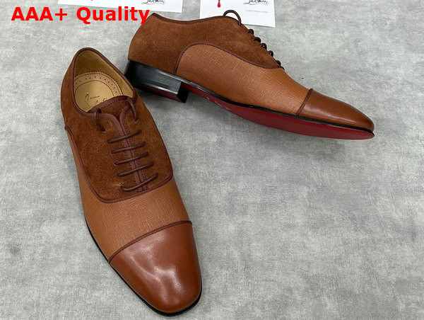 Christian Louboutin Greggo Lace Up Shoes in Havane Suede and Calf Leather Replica