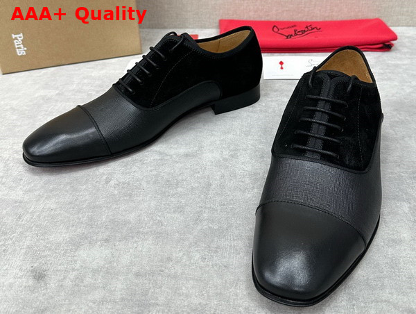 Christian Louboutin Greggo Lace Ups in Black Suede and Calf Leather Replica