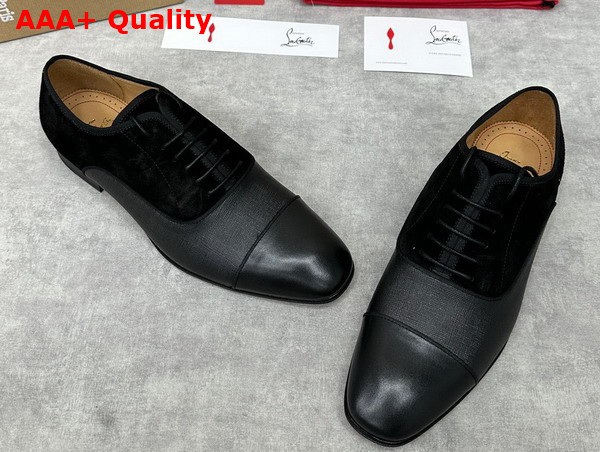 Christian Louboutin Greggo Lace Ups in Black Suede and Calf Leather Replica