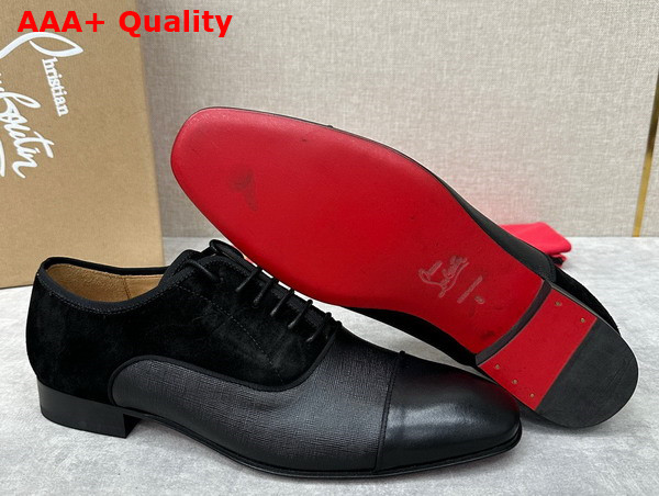 Christian Louboutin Greggo Lace Ups in Black Suede and Calf Leather Replica