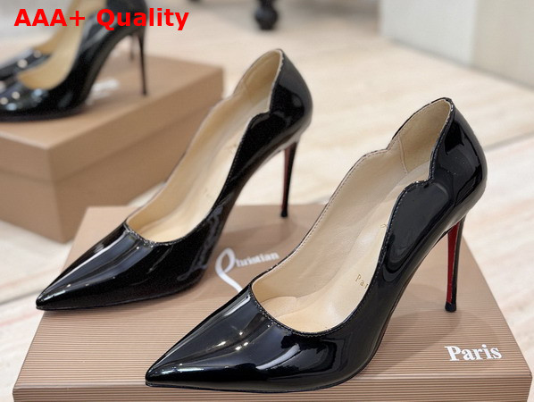 Christian Louboutin Hot Chick 100mm Pumps in Black Patent Calf Leather Replica