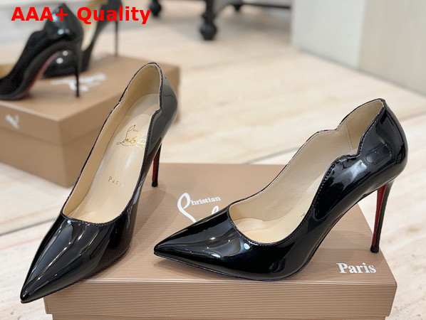 Christian Louboutin Hot Chick 100mm Pumps in Black Patent Calf Leather Replica