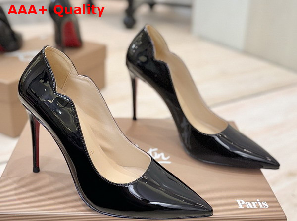 Christian Louboutin Hot Chick 100mm Pumps in Black Patent Calf Leather Replica