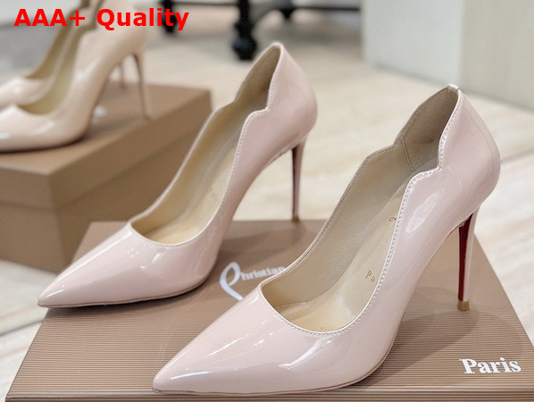 Christian Louboutin Hot Chick 100mm Pumps in Blush Patent Calf Leather Replica