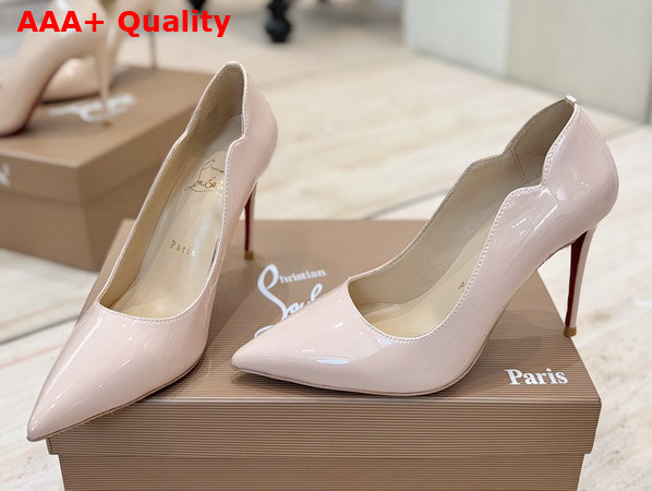 Christian Louboutin Hot Chick 100mm Pumps in Blush Patent Calf Leather Replica