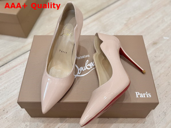 Christian Louboutin Hot Chick 100mm Pumps in Blush Patent Calf Leather Replica