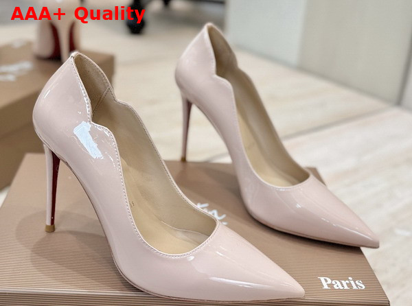 Christian Louboutin Hot Chick 100mm Pumps in Blush Patent Calf Leather Replica