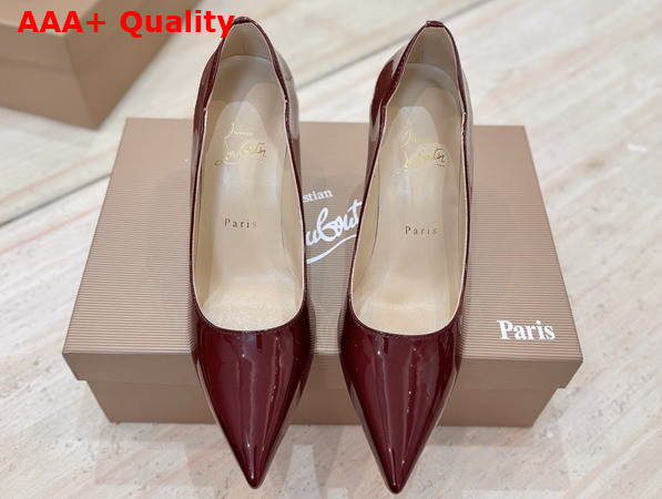 Christian Louboutin Hot Chick 100mm Pumps in Bordeaux Patent Calf Leather Replica