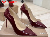 Christian Louboutin Hot Chick 100mm Pumps in Bordeaux Patent Calf Leather Replica